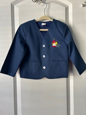 Vintage Yacht Club Jacket Navy Kids' Sailboat Embroidered Blazer Jacket